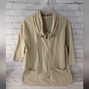 Soft Surroundings Gypsy Gauze Pullover Tunic Top Pockets 2X NWT Lagenlook Sand